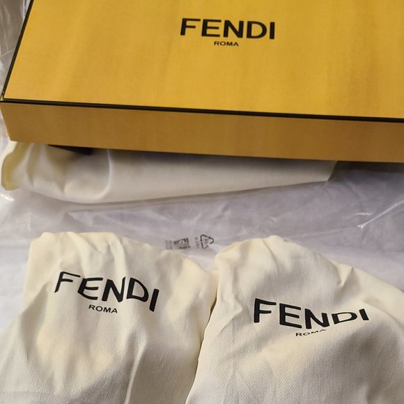 Fendi Brown Slide Sandals with Geometric Pattern - Picture 7 of 15